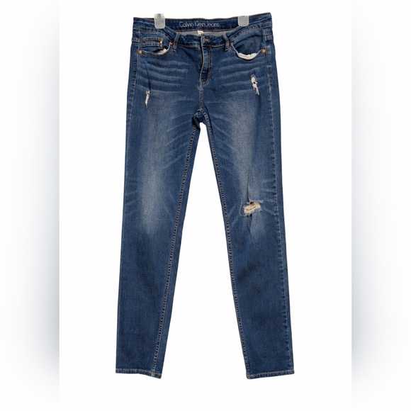 Calvin Klein Denim - Calvin Klein Women’s Medium Blue Distressed Skinny Jeans